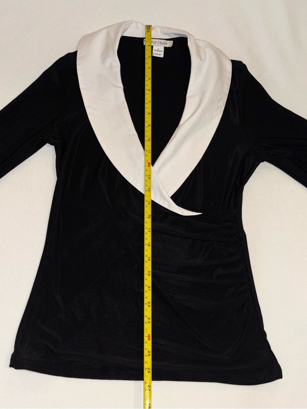 WHBM Black White Ruffle Wrap Top Womens L Y2K Preppy Vintage Inspired - Picture 5 of 6